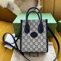 GUCCI MINI TOTE  20 BAG IN BEIGE CANVAS AND BLACK CALFSKIN