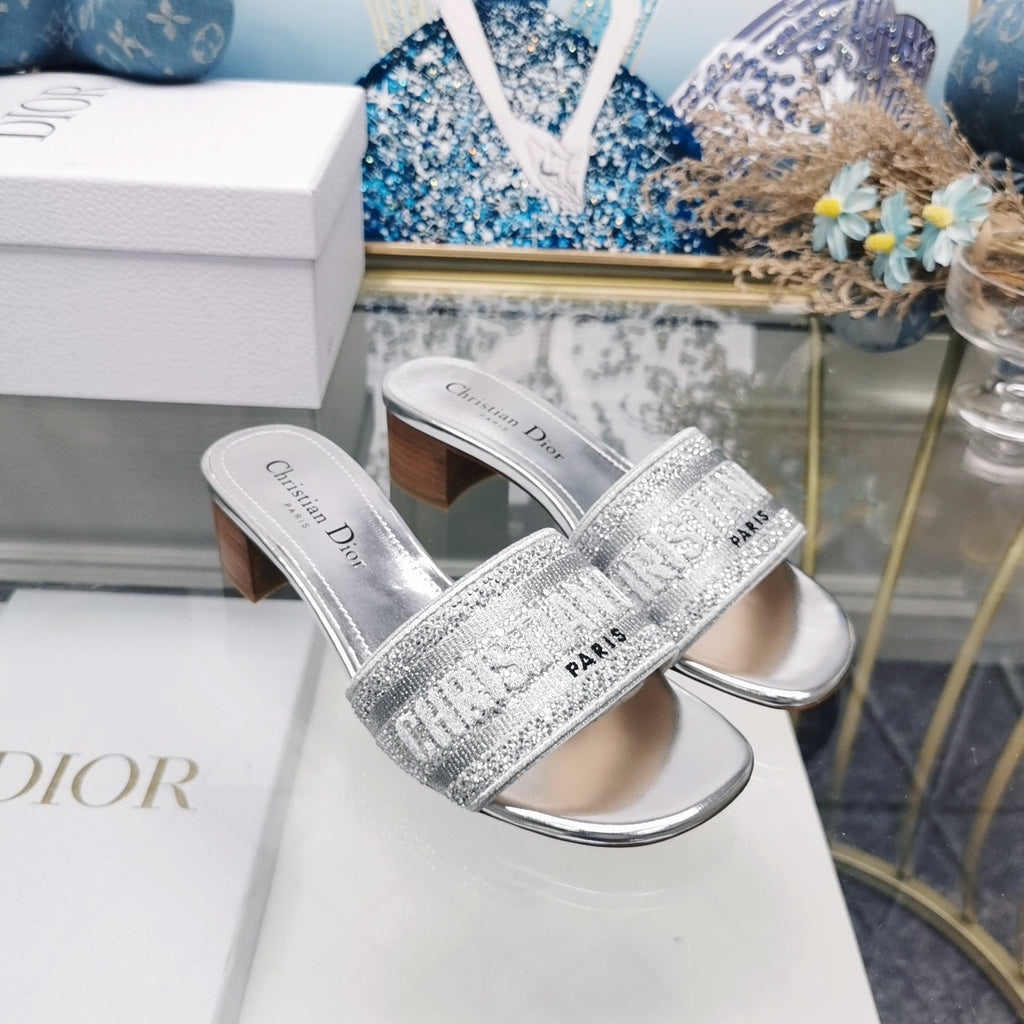 DIOR CD Mule Dway Heeled Slide 45mm Style 17
