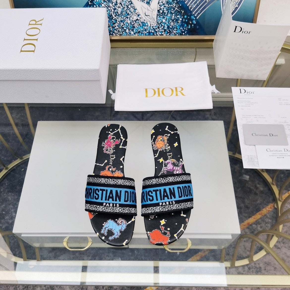 DIOR CD Mule Dway Slide 10mm Multi-motifs Style 77