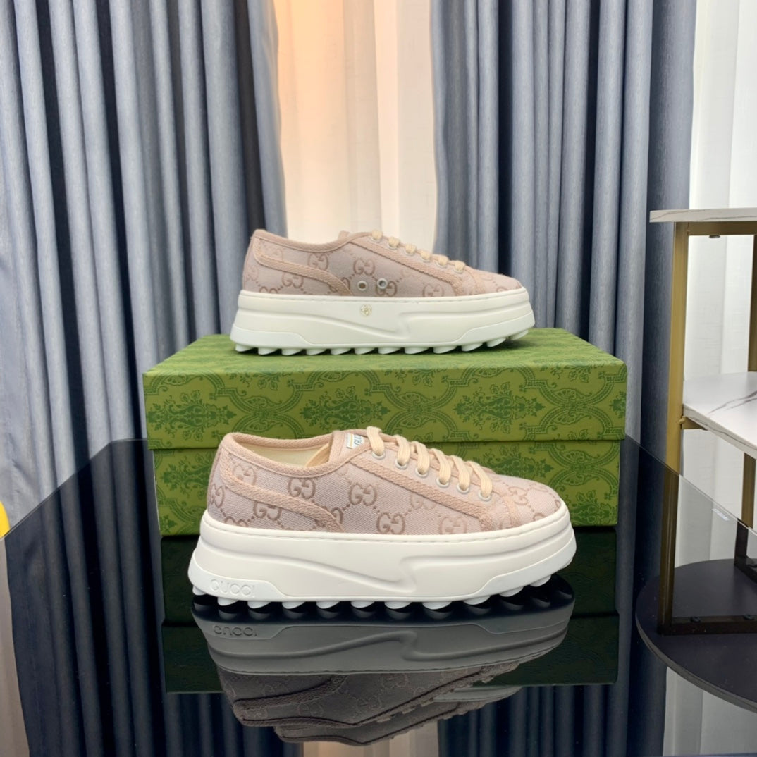 GUCCI SNEAKER FLATFORM PASTEL PINK CANVAS