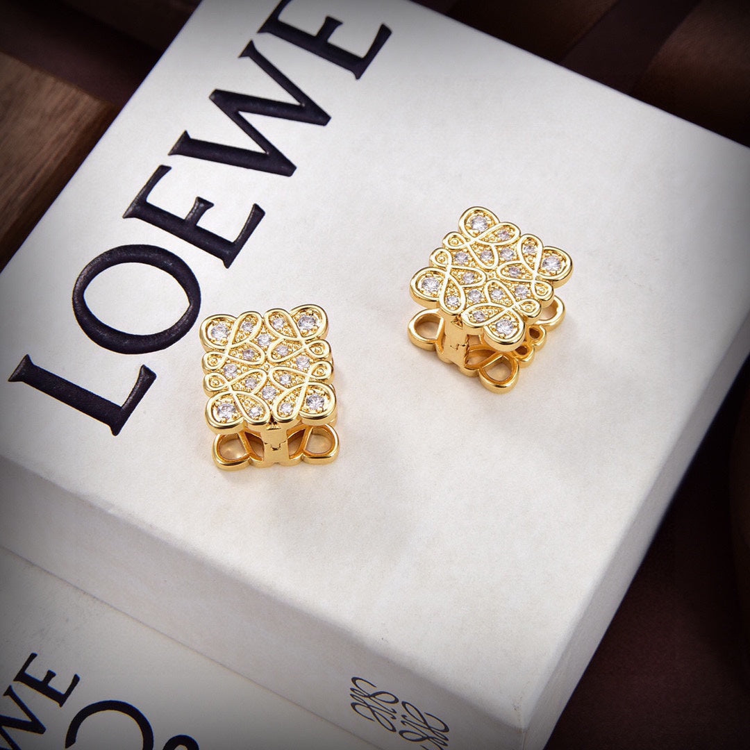 18K LOEWE Anagram Cube Diamonds Earrings
