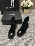 CHANEL SHORT BOOTS BLACK SUEDE LAMBSKIN