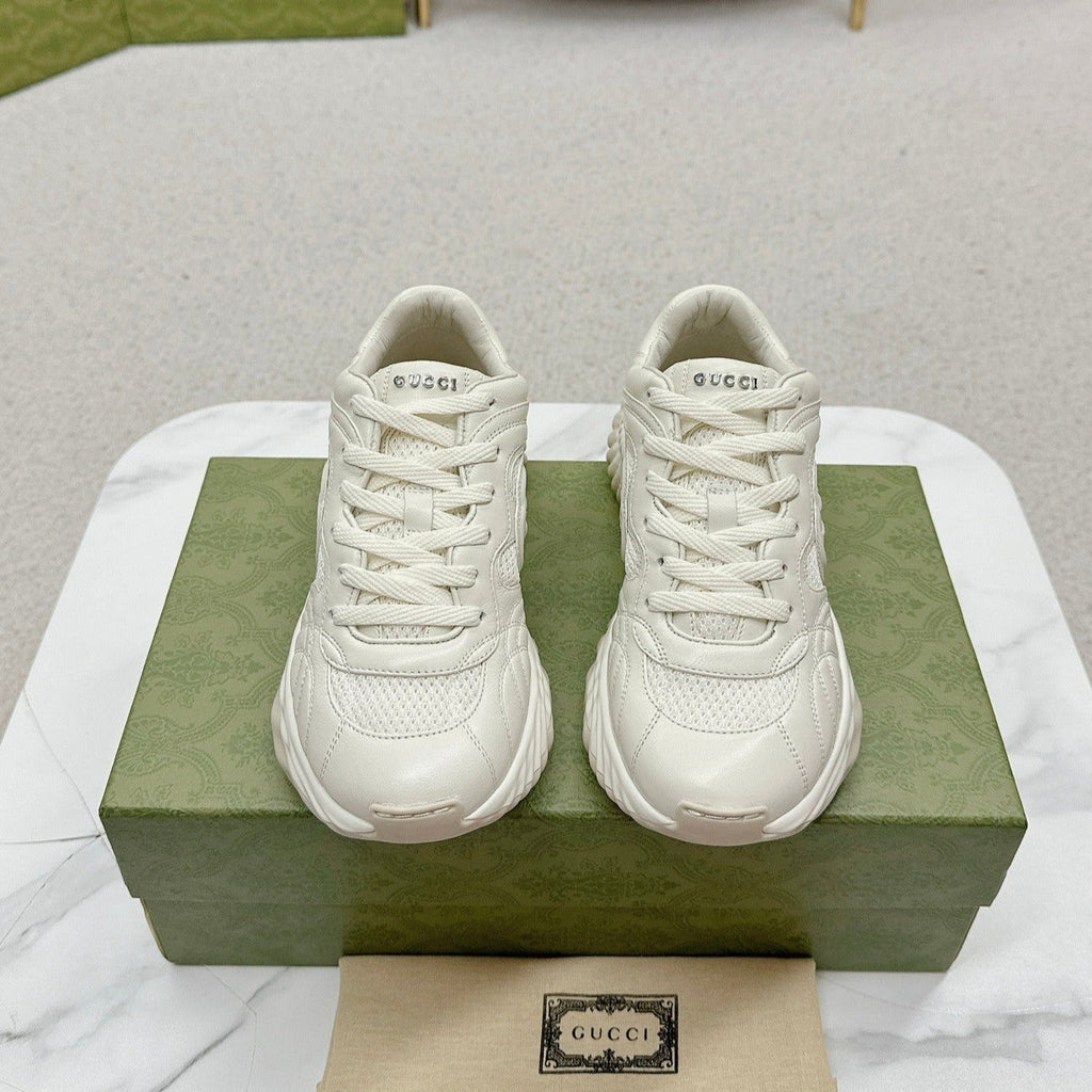 GUCCI RIPPLE TRAINER WHITE LAMBSKIN