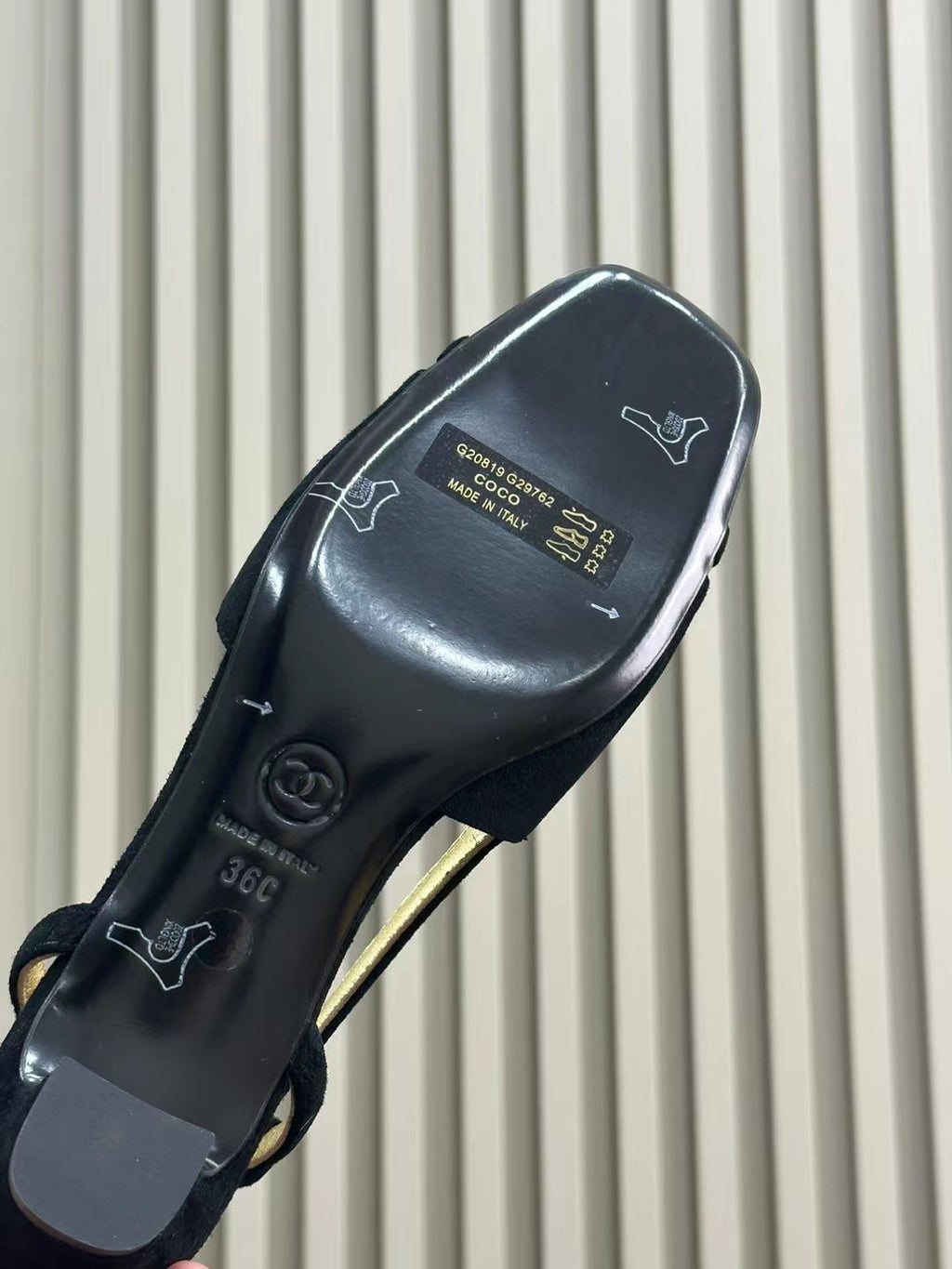 CHANEL SLINGBACKS IN BLACK SUEDE AND GOLDEN LAMBSKIN