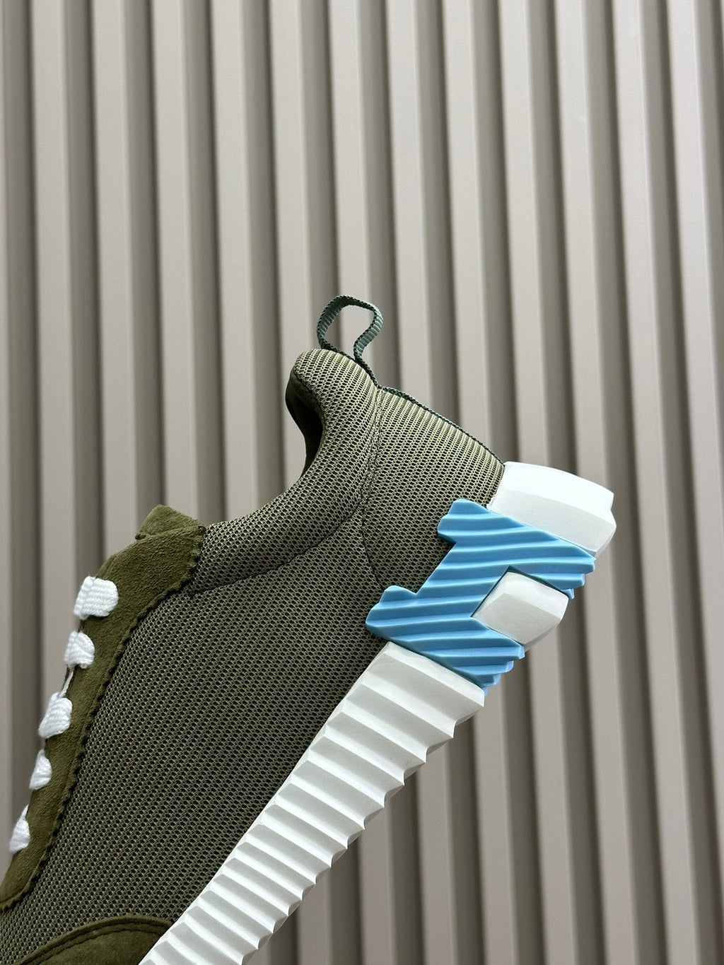 HERMES BOUNCING SNEAKERS OLIVE CALFSKIN