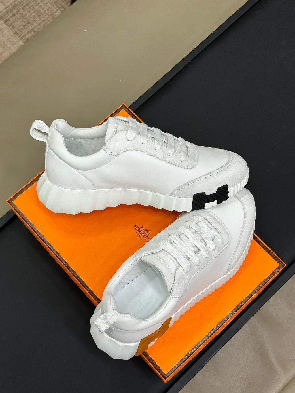 HERMES BOUNCING SNEAKERS WHITE CALFSKIN