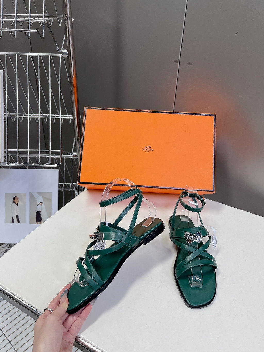 HERMES JUNE SANDAL COBALT CALFSKIN